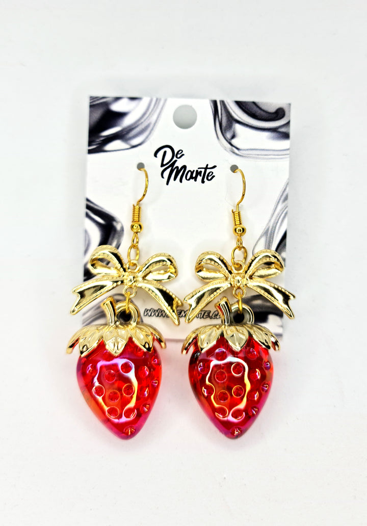 Aros Frutilla Dorado - Estilo Y2K cute y juguetón