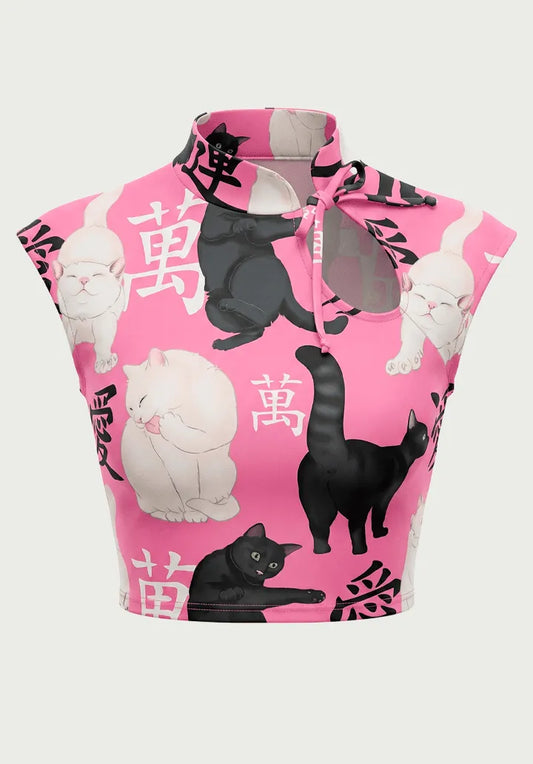 Top Estilo Japonés | Gatos oriental estilo y2k harajuku