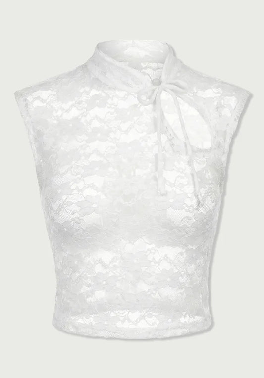 Top Estilo Japonés | Encaje blanco Floral estilo y2k harajuku