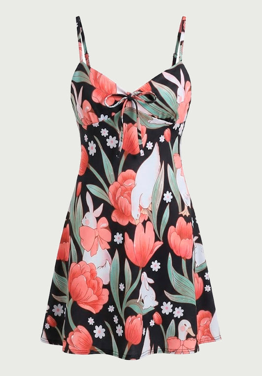 vestido mini con tirantes de verano | Conejo y Ganso Tulipanes estilo cute y2k harajuku