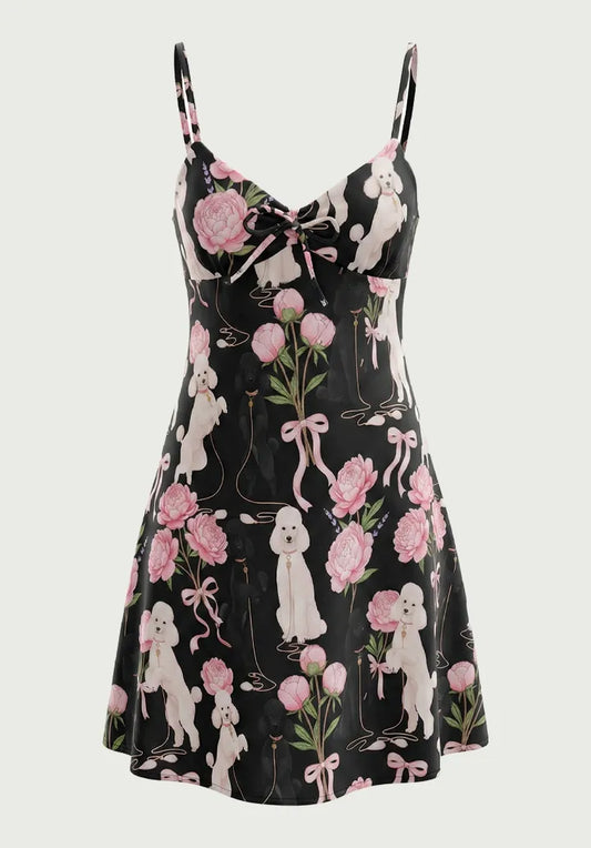 vestido mini con tirantes de verano | Poodle Coquette estilo cute y2k harajuku