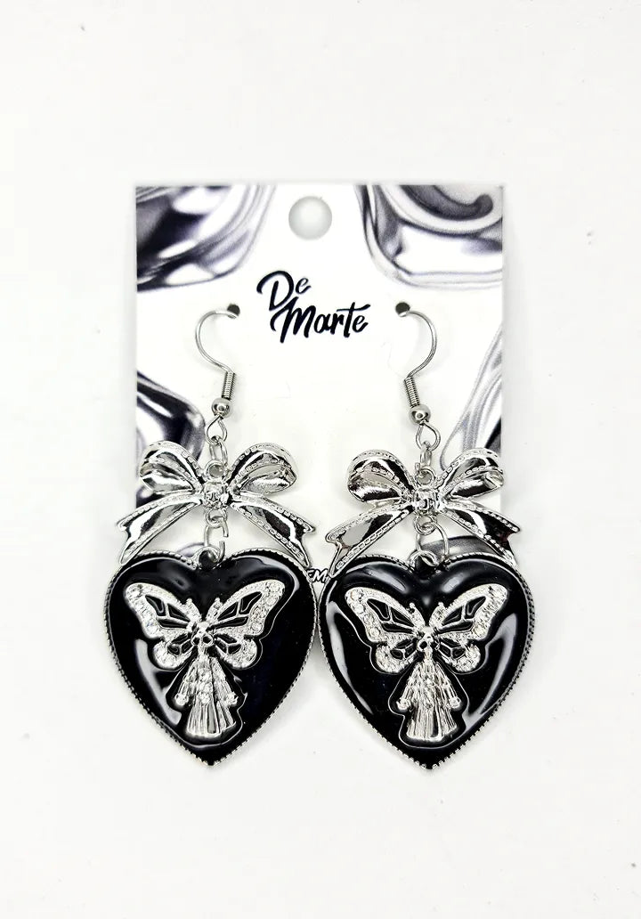Aros Cinta Corazón Negro Dark - Elegancia oscura con actitud