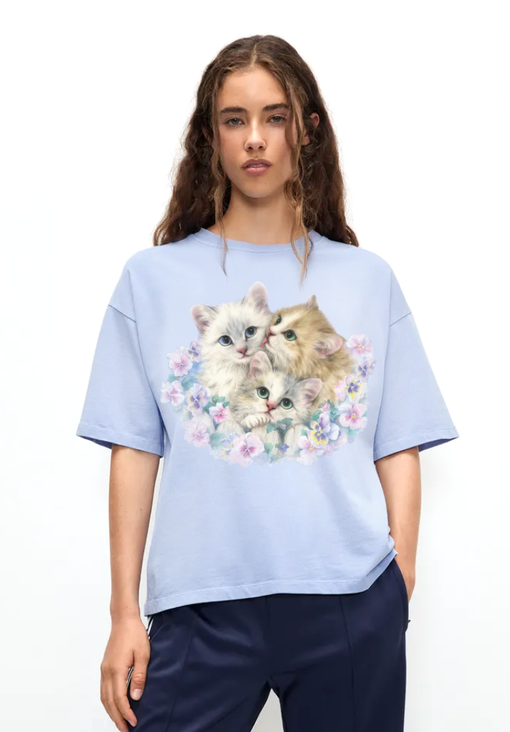 Polera Gatitos Cute | Estilo Y2K Kawaii Streetwear