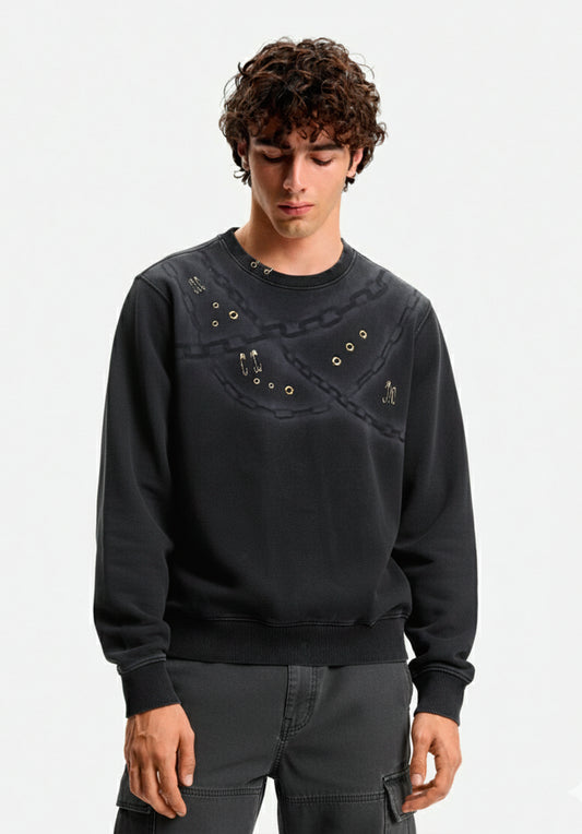 Polerón Streetwear Unisex | Handmade con Cadenas, Remaches y Alfileres – Edición Exclusiva  |  De Marte