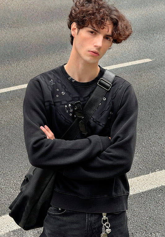 Polerón Streetwear Unisex | Handmade con Cadenas, Remaches y Alfileres – Edición Exclusiva  |  De Marte