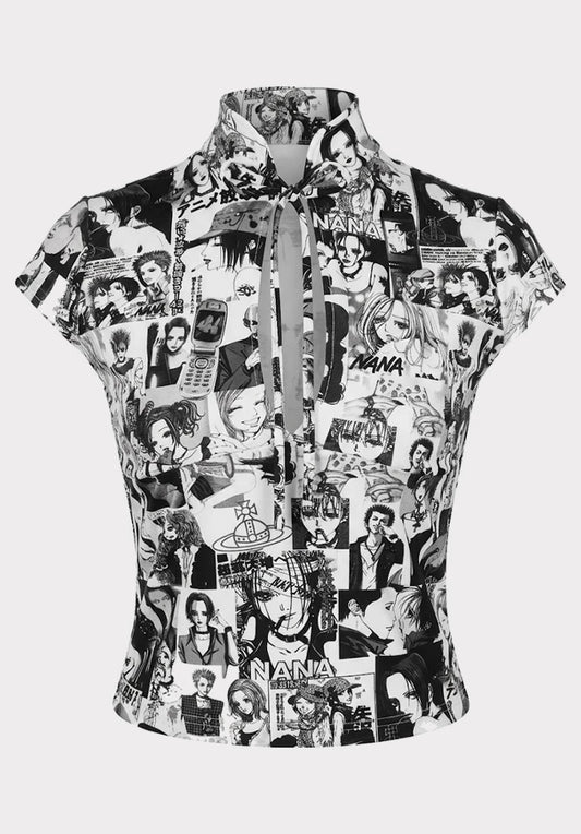 Top Estilo Japonés keyhole | Manga Collage Nana estilo y2k harajuku