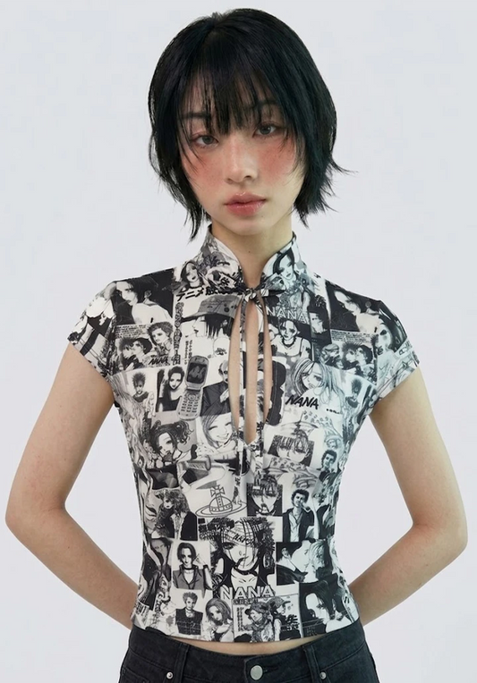 Top Estilo Japonés keyhole | Manga Collage Nana estilo y2k harajuku