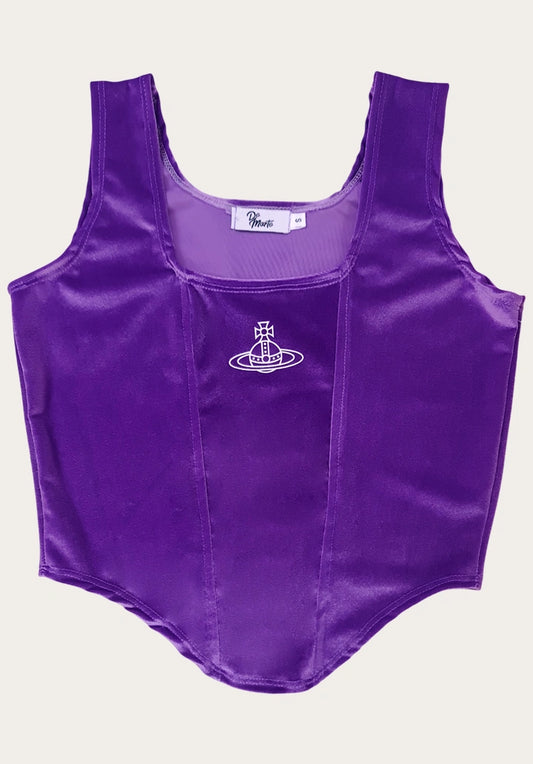 Top tipo corset Saturno – Terciopelo Lila Estilo Y2K